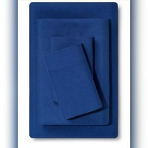 Room Essentials 4pc Brushed Plainweave Microfiber Solid Navy Blue Sheet Set King - $26.29
