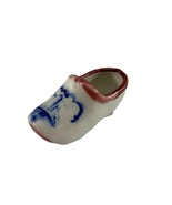 Miniature Porcelain Dutch Shoe Blue White Red Made in Japan 3.5&quot; Long Vi... - $9.89