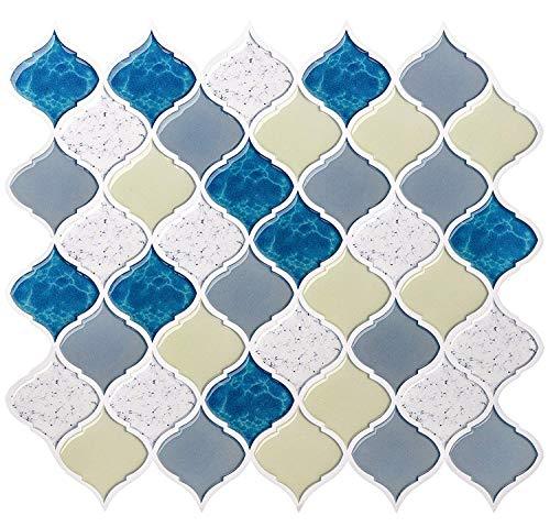 Peel and Stick Tile Backsplash for Kitchen Bathroom,Teal Arabesque Tile