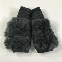 Jocelyn Mittens Gloves Charcoal Gray Real Fur Wool Fuzzy Thumb Hole Warm... - $29.91