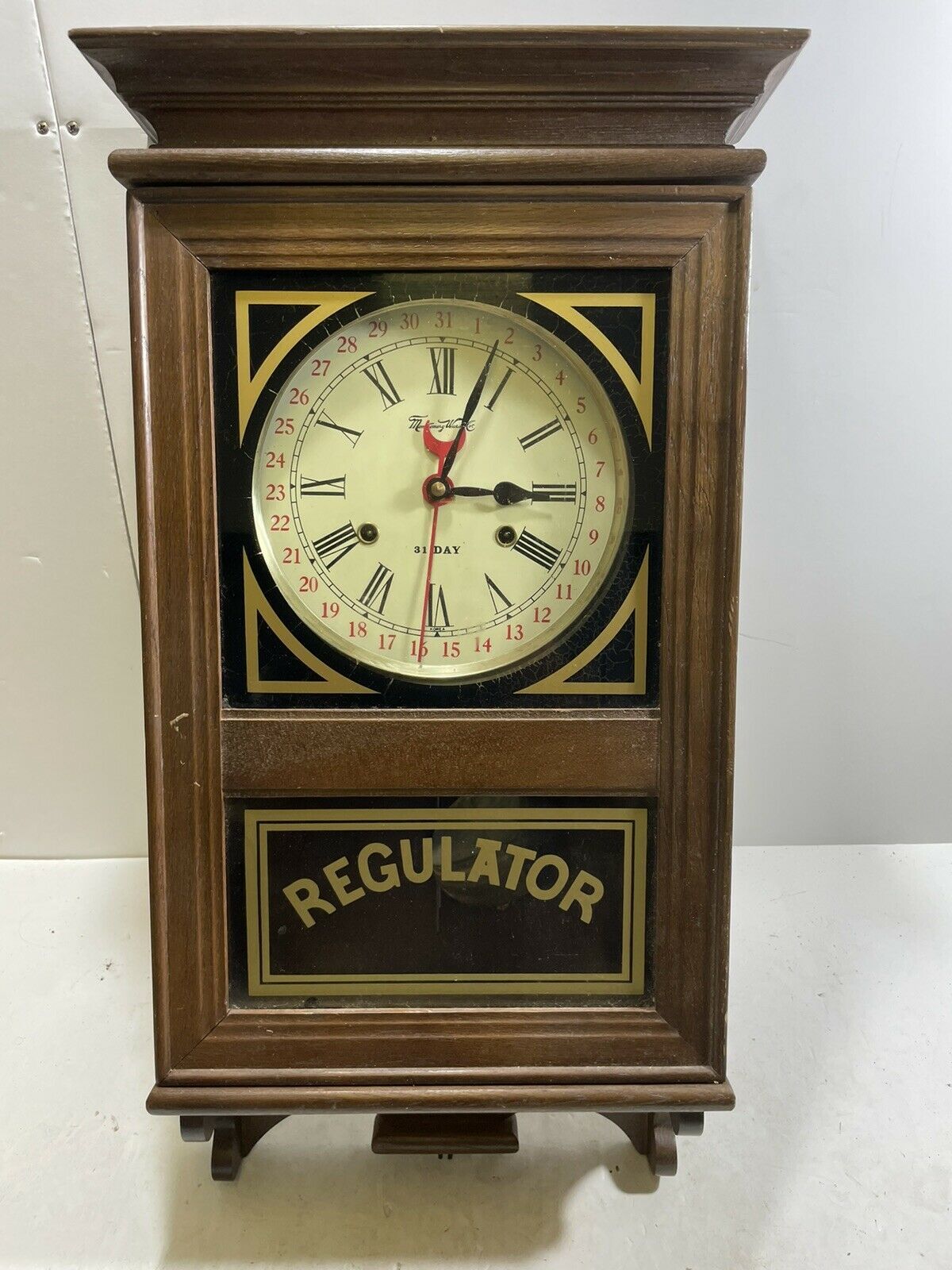 Vintage Montgomery Ward Regulator 31 Day Calender Clock Made In Korea