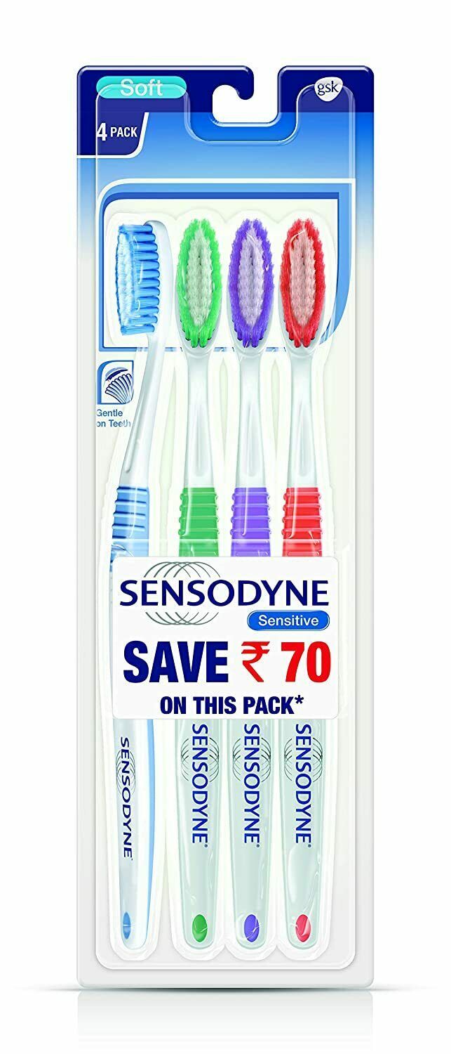 Sensodyne Sensitive Toothbrush with Soft Bristles Pack of 4 Pieces  Family pack