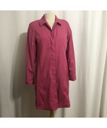 Jones New York Raincoat Size MP Bright Pink Knee Length Trench Covered B... - $23.74