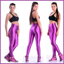 High Waist Satin Purple Electric Zip up Skin Tight Legging Pencil Pants