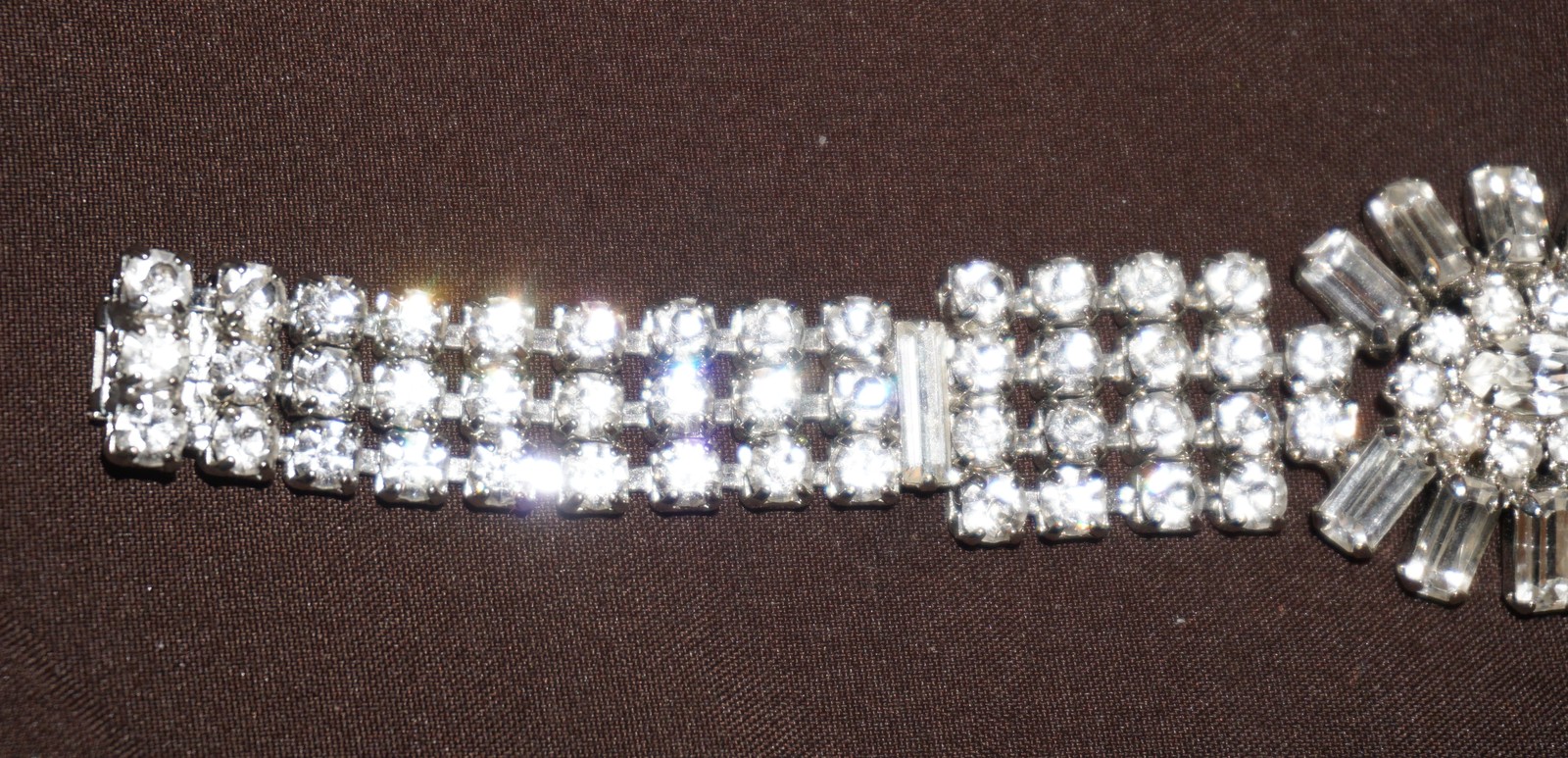 Vintage Weiss Flower Marquis and Round Cut Clear Rhinestone Bracelet ...