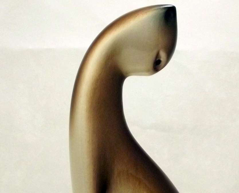 Roselane California mid century modern abstract porcelain cat figurine