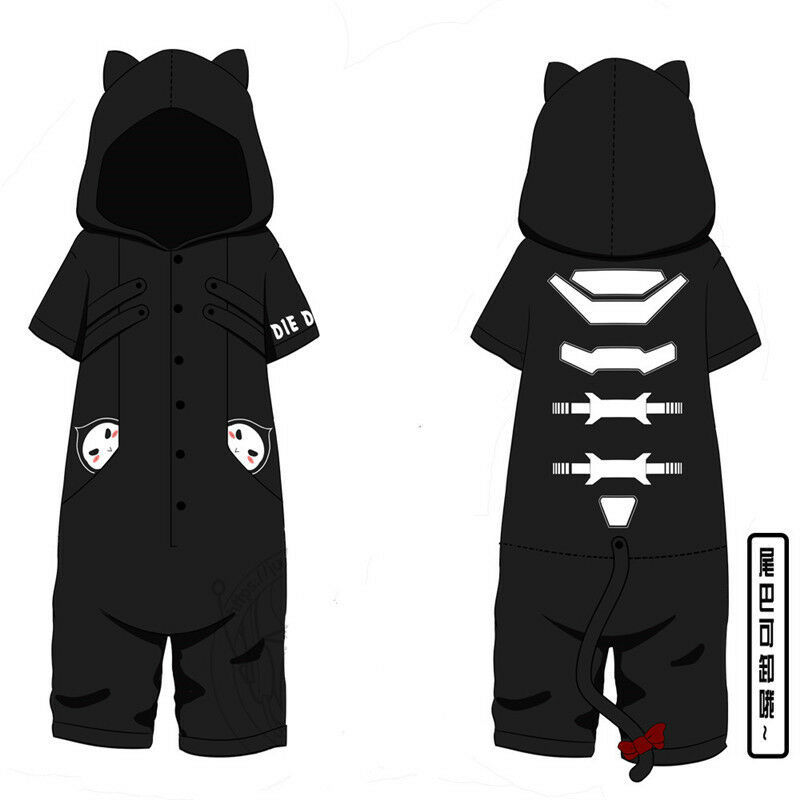 Game Overwatch Reaper Kigurumi Short Sleeve Jumpsuit Pajamas Cosplay Costume New