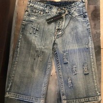 crop button fly grommet Capri boy shorts jeans - $28.71
