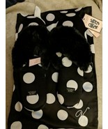 Victoria&#39;s Secret Size M Black White Polka Dot Slippers with Bag NWT - $18.95