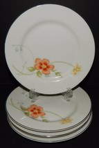 4 Annabelle Fine China Bread Plates Japan Yellow Orange Flower #2360 White  - $29.68