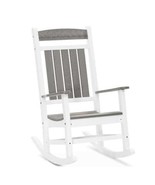 Classic Rocker White and Driftwood Gray Plastic Outdoor Rocking Chair  - $206.99