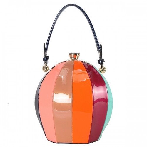 Round Beach Ball Handbag Women's Fashion Satchel Purse Shiny Sphere Frame Bag Handbags & Purses