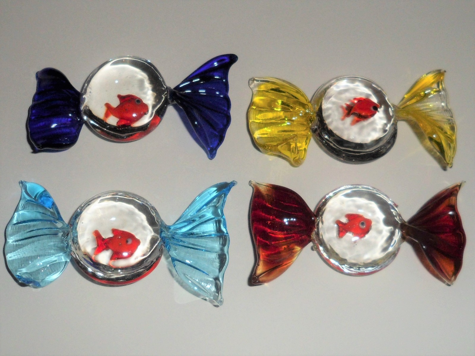 ITALIAN MURANO Hand Blown Large Art Glass Wrapped Candy Pieces Set of 4