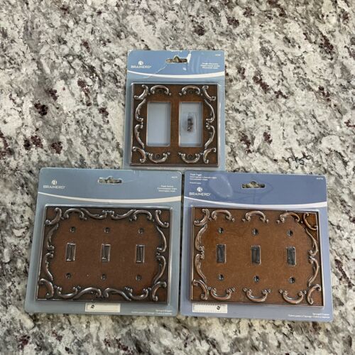 3 Brainerd Double Decorator Sponged Copper Plate Cover Triple Switch Toggle - $29.09