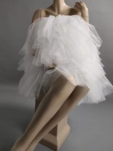 White High Low Tulle Dress Boho Wedding Midi Puffy Multi Layered Tulle Skirts image 7