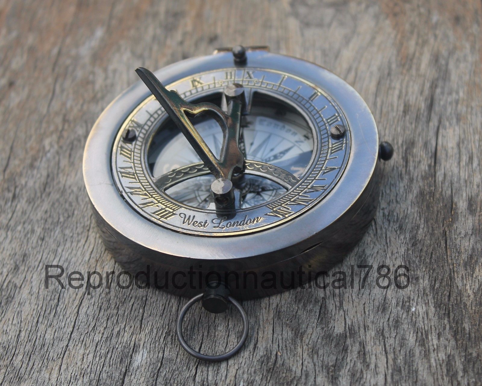 COLLECTIBLE LOT OF 3 BRASS PUSH BUTTON VINTAGE MARITIME SUNDIAL POCKET COMPASS