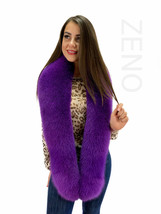 Fox Fur Stole 70' (180cm) Saga Furs Bright Purple Fur Collar Boa Wrap image 2