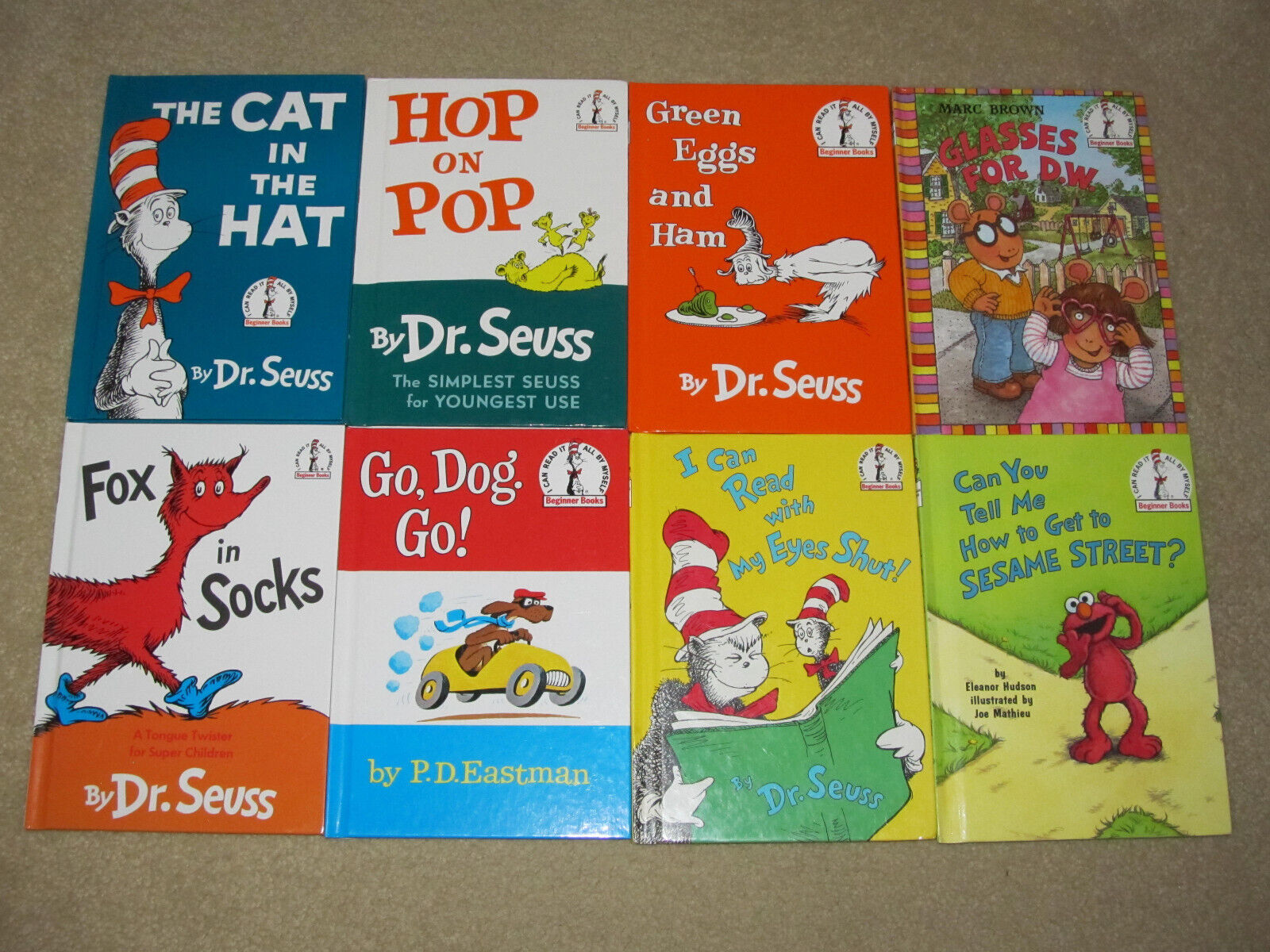 Lot Of 8 Cat In The Hat Beginner Books - Dr. Seuss, Sesame Street, Etc 