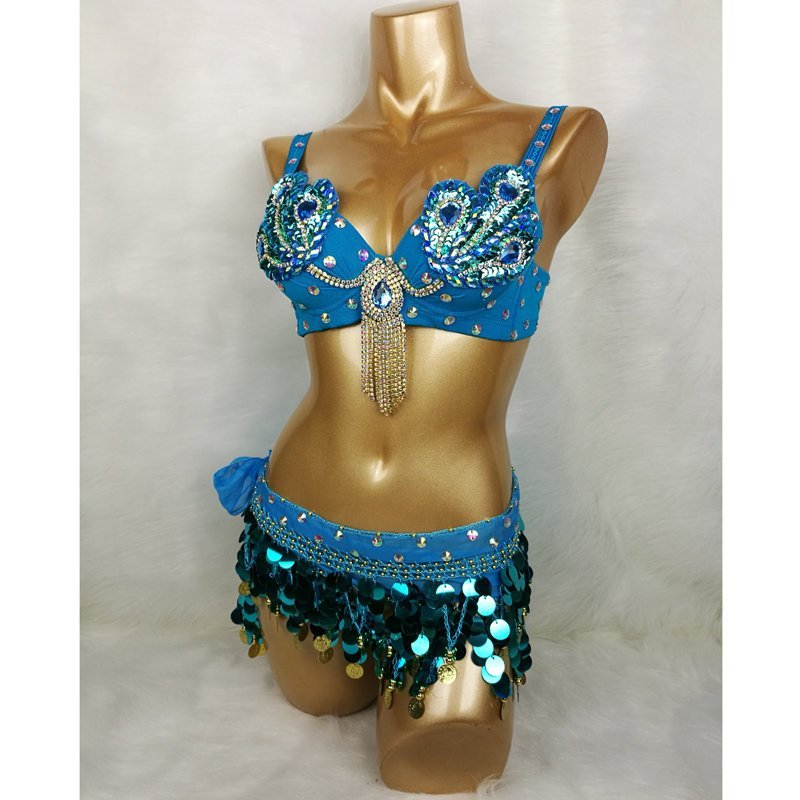 Samba Belly Dance Costume FREE SHIPPING Hand Beaded White Color Bra and Scarf