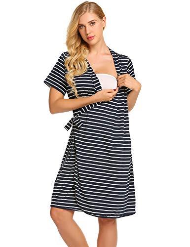 striped maternity robe