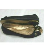 Coach Leana Slip on Flats Genuine Leather Gold Buckle Womens Size 6.5 Shoes - $39.60