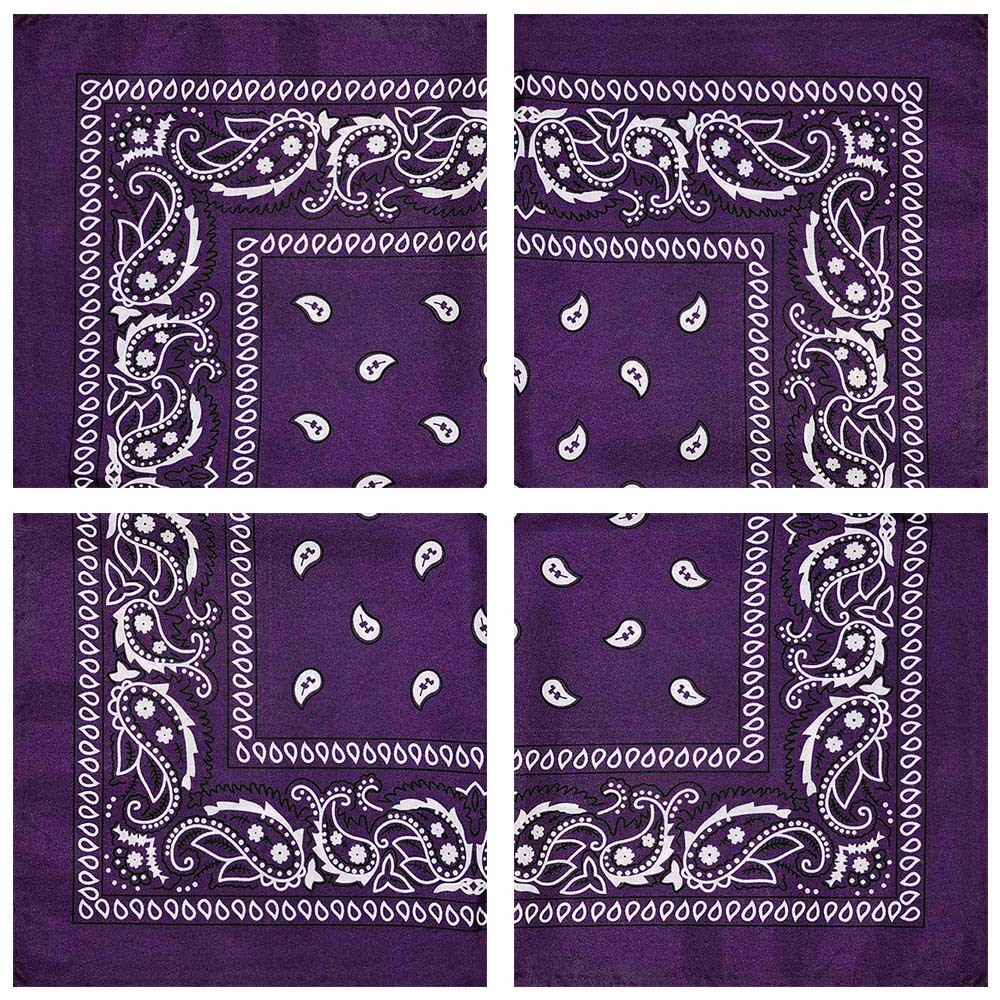 4pk Bandana Handkerchief Scarf Headband Hair Tie Hat Liner 100% Cotton Purple
