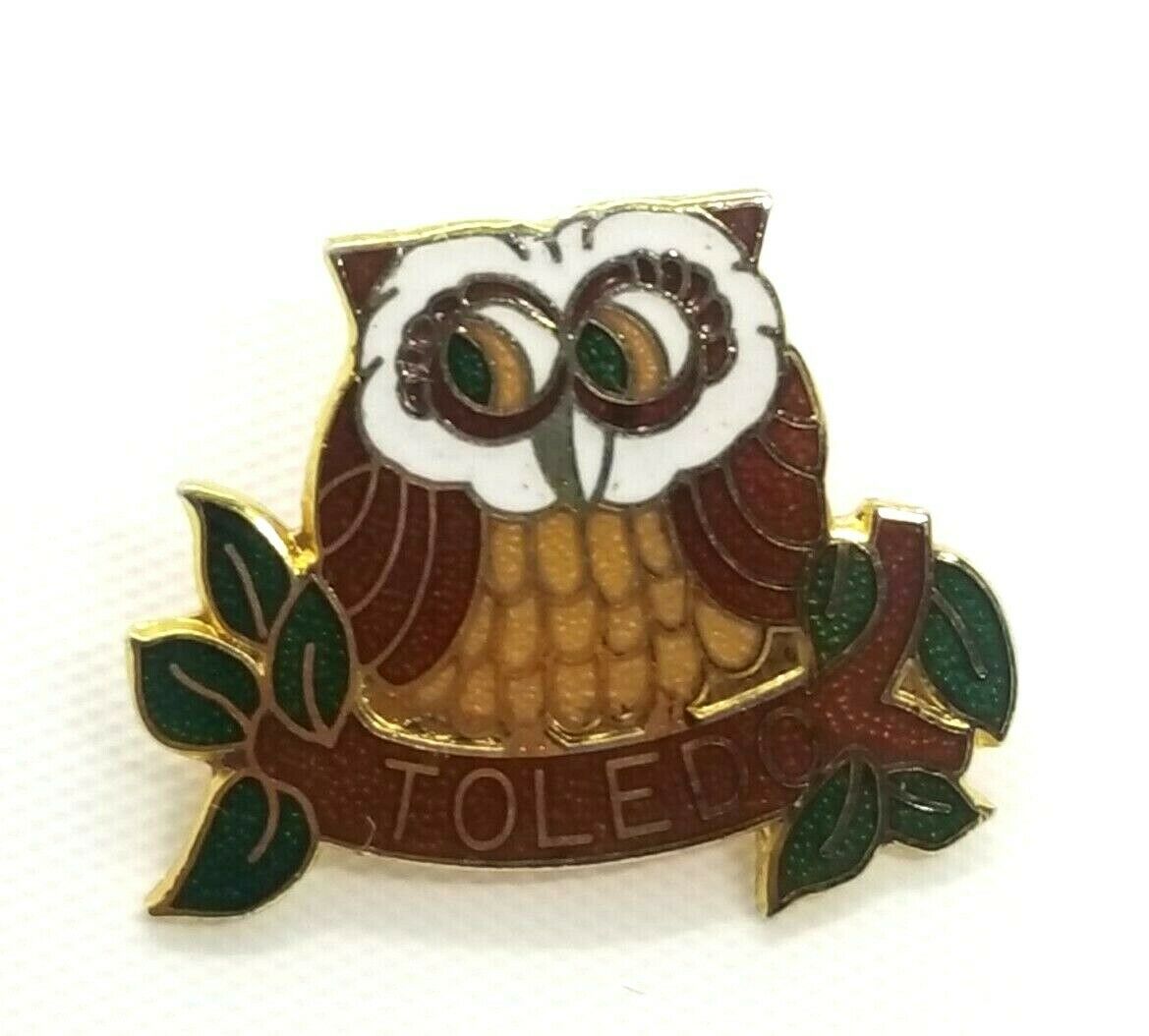 Primary image for VTG Collectible Pin - Owl On Branch Toledo Gold Tone Enamel Cloisonne Bird Pin