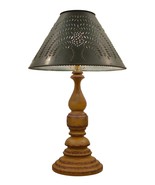 CRACKLED MUSTARD &amp; BARN RED LAMP with 15&quot; Punched Tin Willow Shade USA H... - $303.77