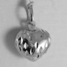 18K WHITE GOLD ROUNDED MINI HEART CHARM PENDANT FINELY HAMMERED MADE IN ITALY image 2