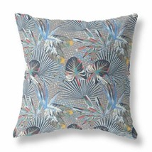 Decorative 18? Indigo Gray Tropical Indoor Outdoor Throw Pillow - $72.60
