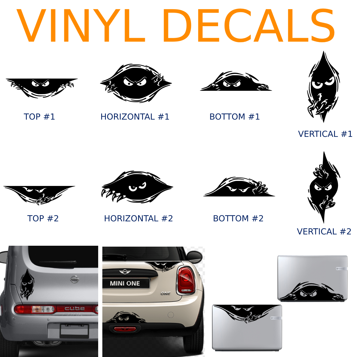 Eyes Monster Peeper Scary Vinyl Decal Sticker Car Window Bumper Wall ...