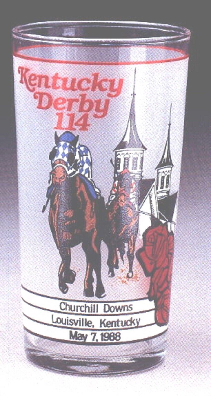 1988 114th Kentucky Derby Glass in MINT Condition WINNING COLORS