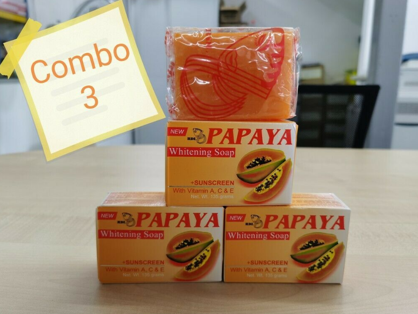 3 Boxes New RDL Papaya Sunscreen Whitening Soap With Vitamin A,C&E EXPRESS SHIP
