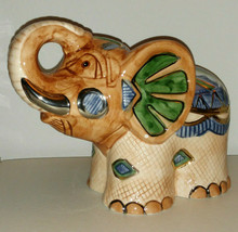 Ceramic Hand-Painted With Gold Trimmed Elephant - Saving Bank. - $9.90