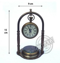 Christmas Antique Desktop Clock and Compass Nautical Lover Gift Grand Victori - $32.30