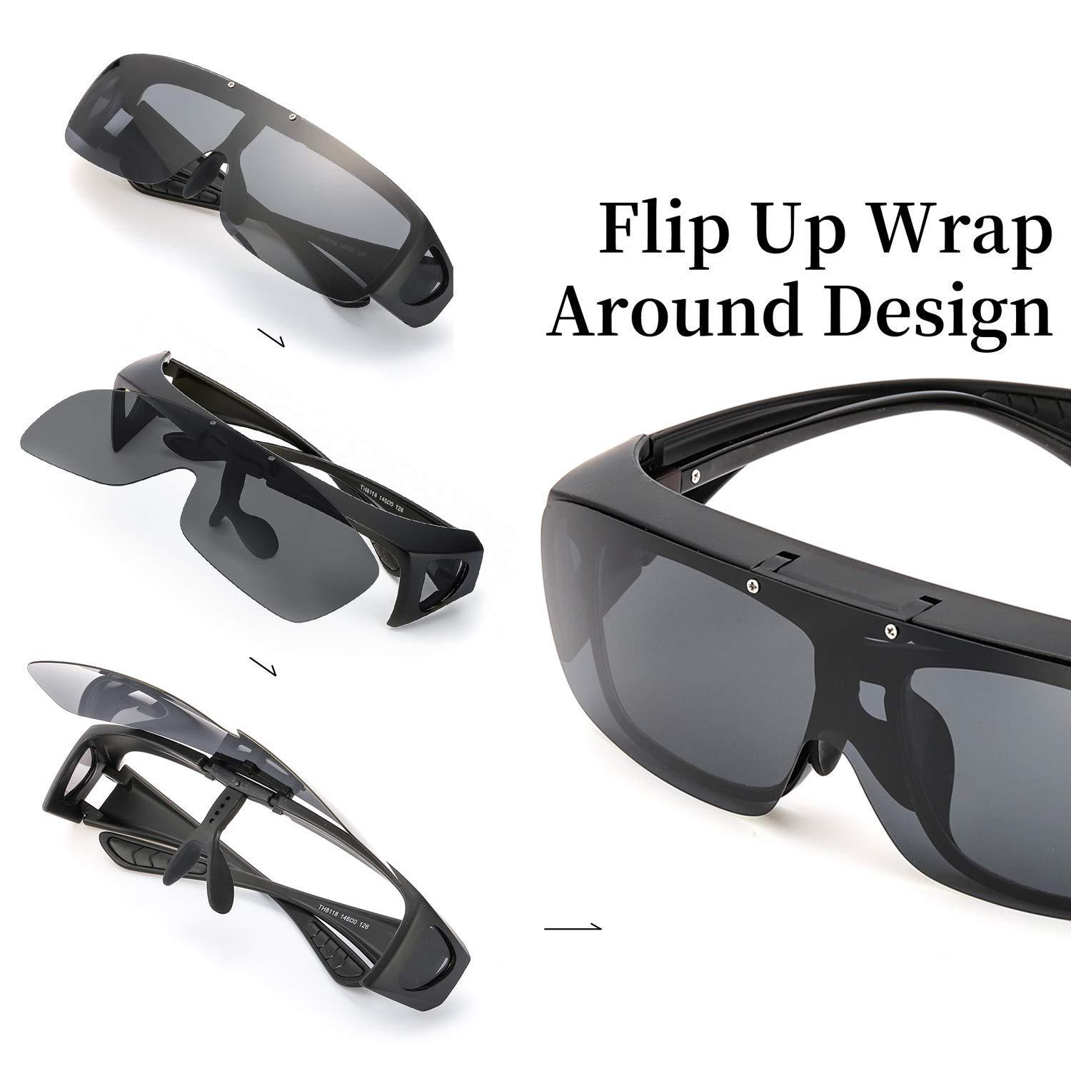 Oversized Polarized Sunglasses Wrap Around Style Fit Over Regular Prescription Sunglasses