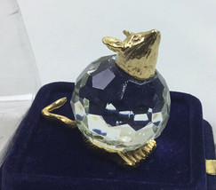 Vintage Swarovski style Trimlite Mouse Crystal&Gold Figurine Hand Made in Italy - $28.04