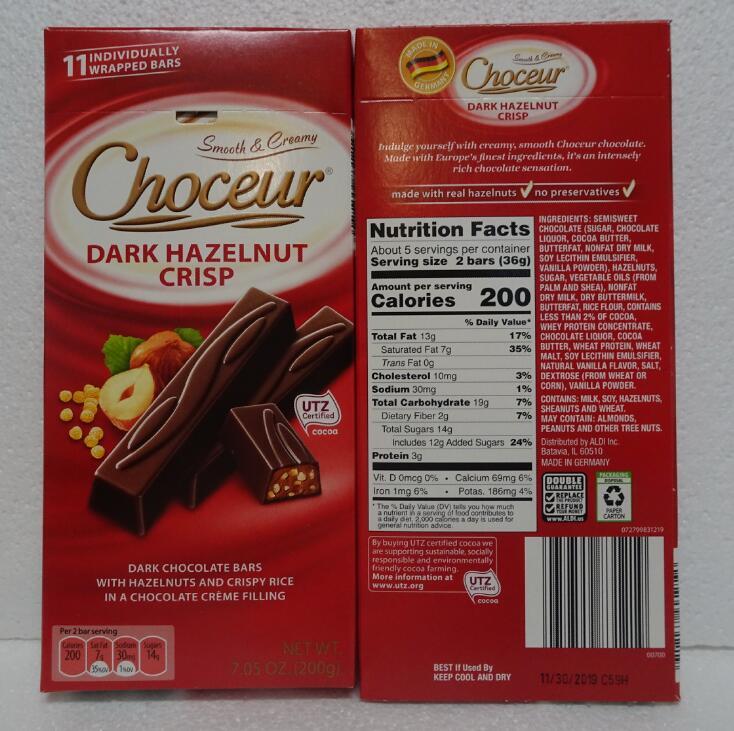 Two pack: Choceur Dark Chocolate with Roasted Hazelnut and Crisp 200g 7 ...