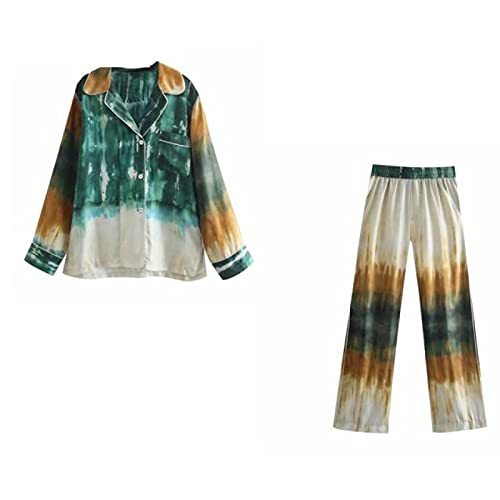 Color Matching Tie Dyed Printing Shirt Female Long Sleeve Kimono Blouse Chic Top