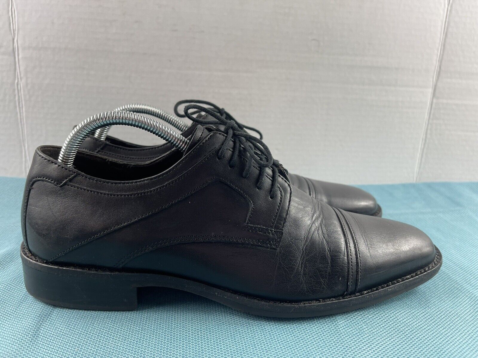 Johnston & Murphy Larsey Mens Dress Shoes Black 9 M Leather Cap Toe Work  Oxfords