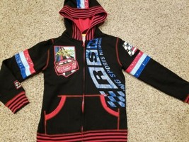 Disney Store Cars Boys Size 9/10 Jacket Lightning McQueen Black with Hoodie  - $23.71