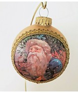 Christmas by Krebs Santa on Silk Gold Ball Ornament 1994 Sint Niklaes 19... - $9.89
