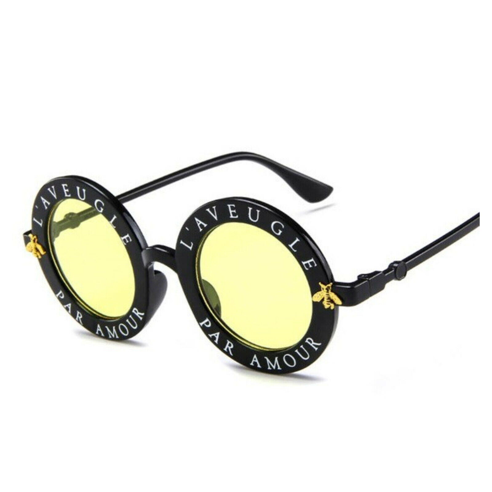 NEW "L'Aveugle Par Amour" Sunglasses Sun Glasses Yellow Lens USA Round