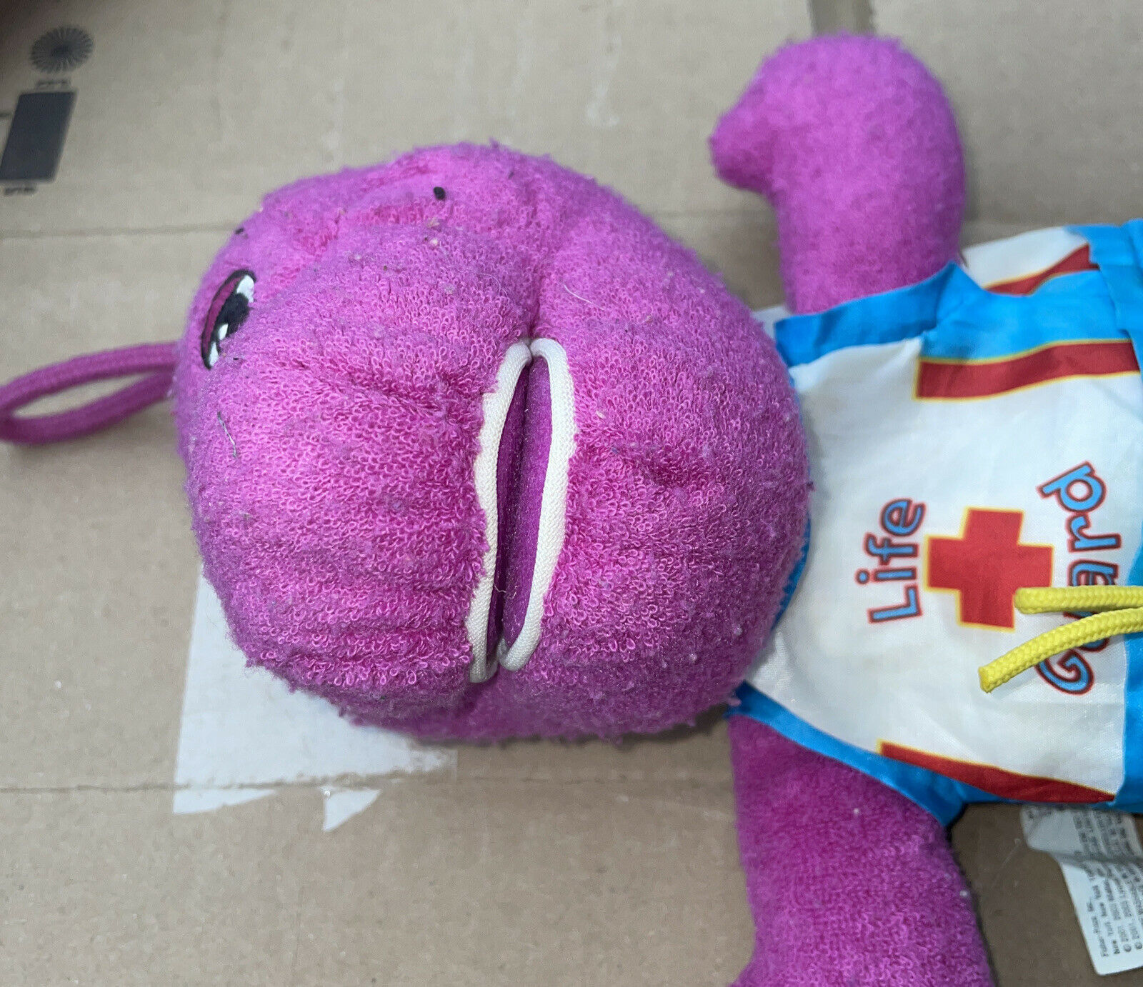 Barney The Dinosaur Plush with Lifeguard Shirt And Swim Shorts Vintage Bath Toy Action Figures