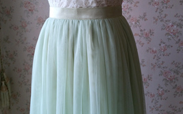 LIGHT GREEN Full Length Maxi Tulle Skirt Plus Size Wedding Bridesmaid Skirts image 8