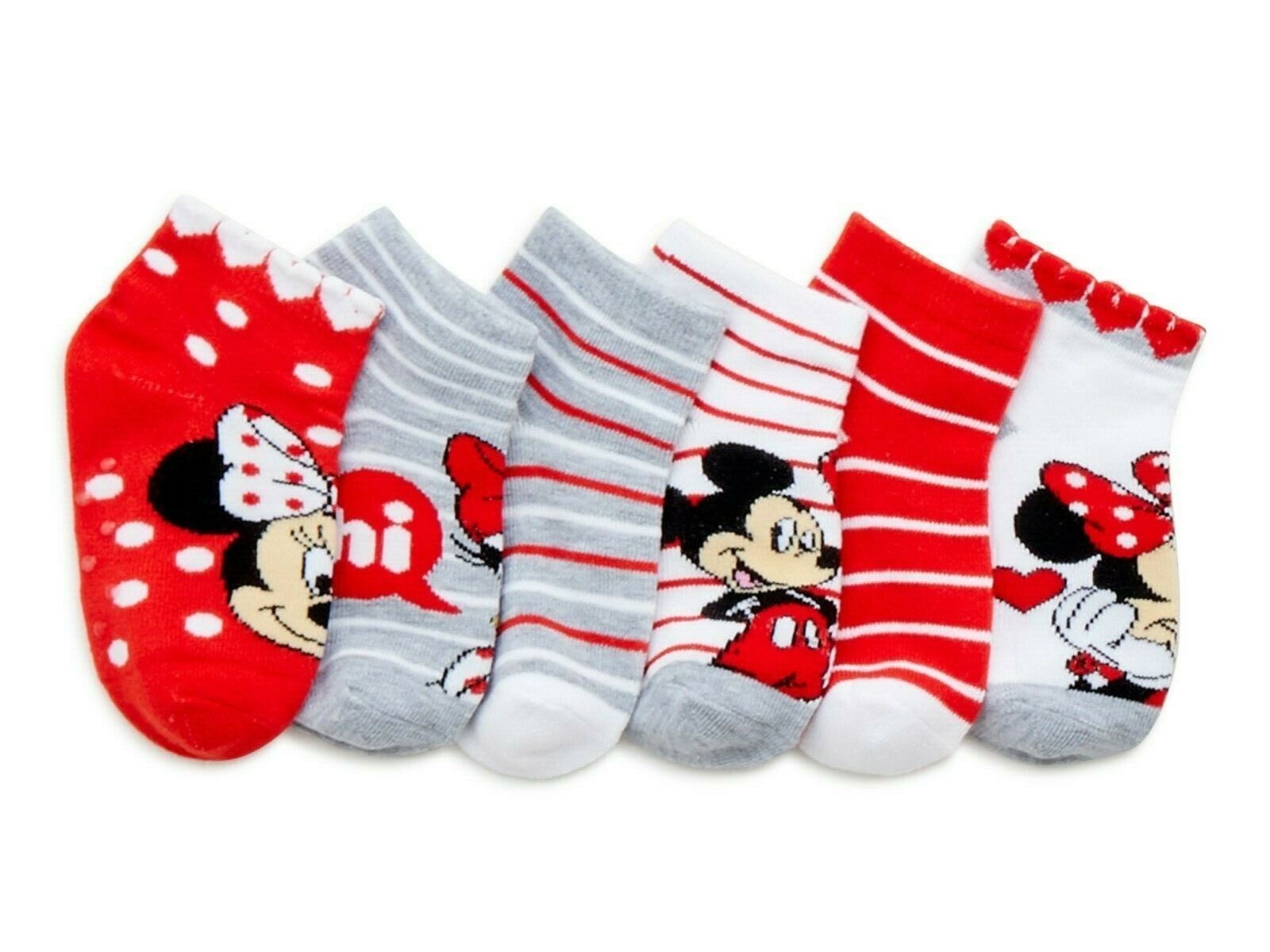 MINNIE MOUSE DISNEY JUNIOR 6-Pack Low Cut Socks Girls Ages 2-4 (Toddler's 2T-4T)
