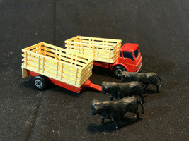 Old Vtg 1970 Matchbox Diecast Cattle Truck Trailer &amp; Cows Made In Englan... - $49.95