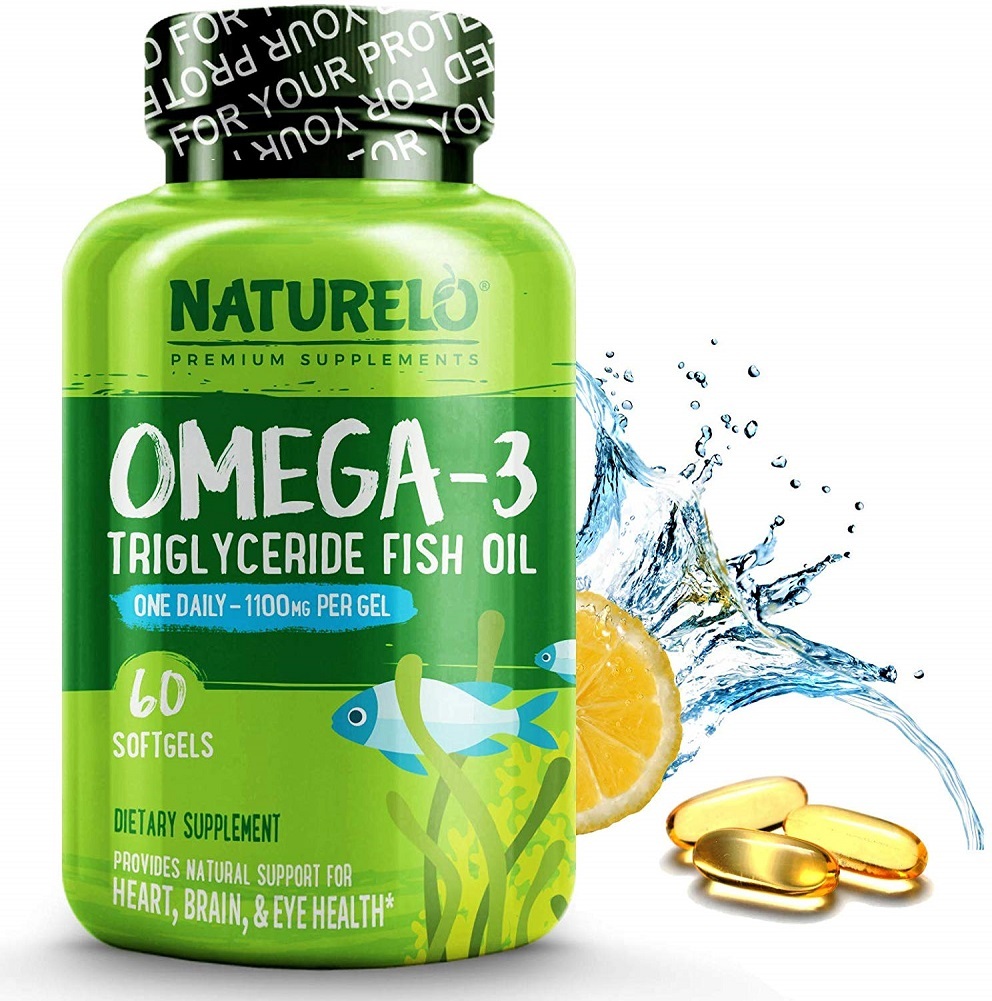 NATURELO Omega-3 Fish Oil - 1100 mg Triglyceride Omega 3 - High Strength DHA EPA