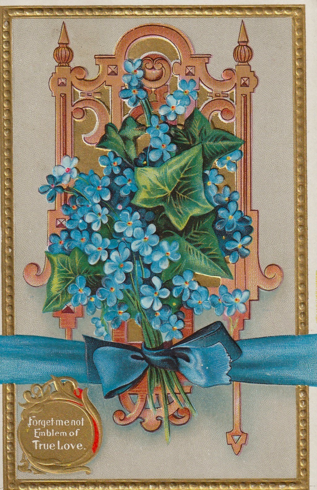 The Language of Flowers, True Love Antique Postcard Postcards