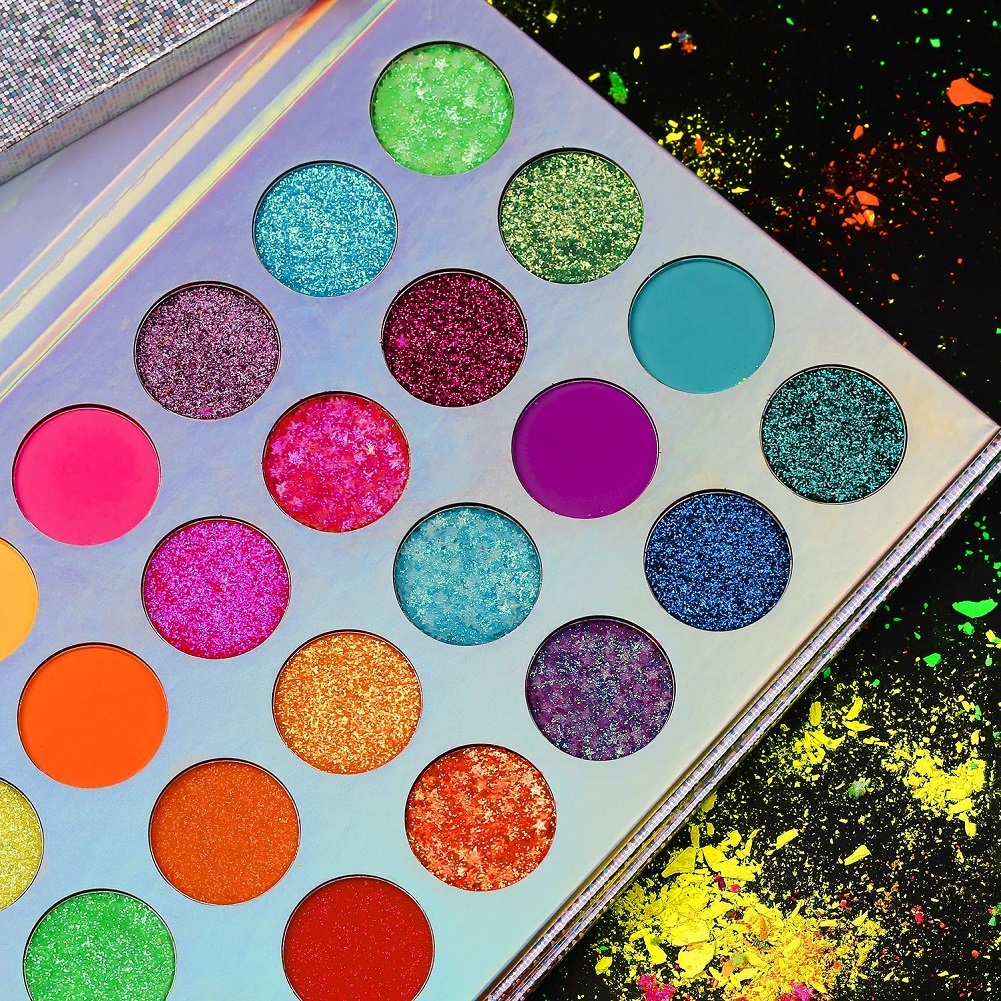 Glow in the Dark Eyeshadow Palette-Neon Luminous Glitter 24 Colors ...